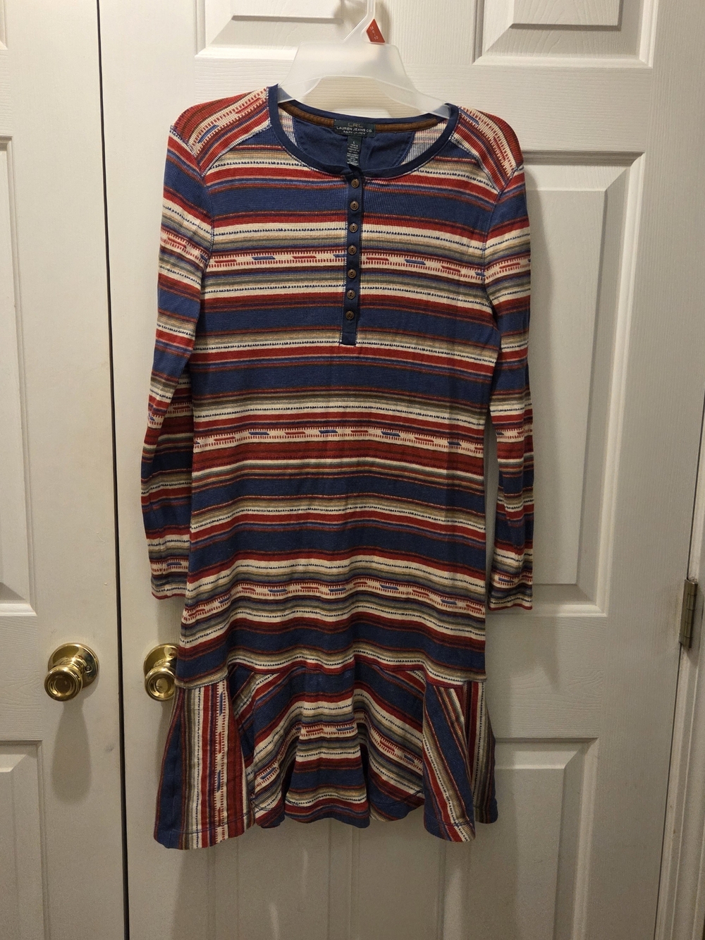 Ralph Lauren Striped Knit Dress in Blue, Red, and Cream